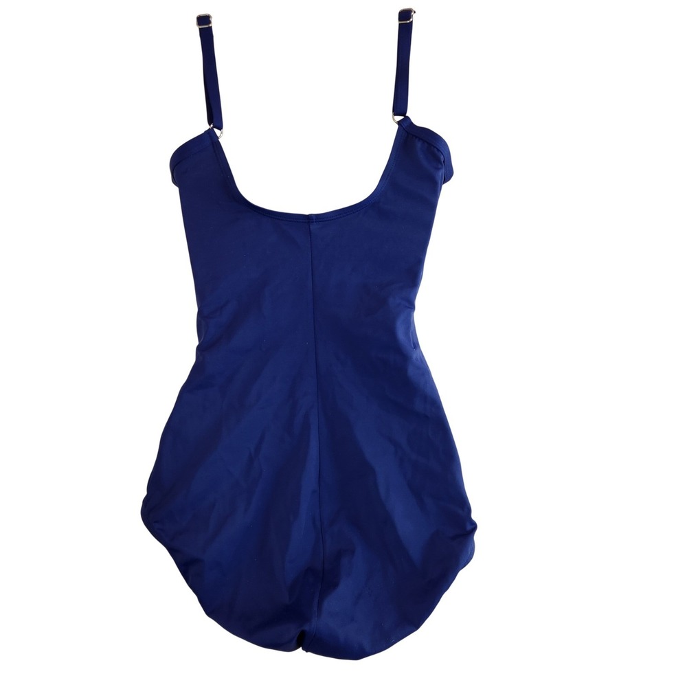 Jantzen Womens Solid Blue Ruched One Piece Swimsuit Size L - Picture 4 of 9